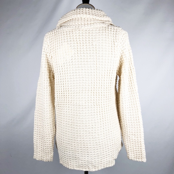 Cream Cowl Neck Knit Button Sweater Top - Picture 8 of 8